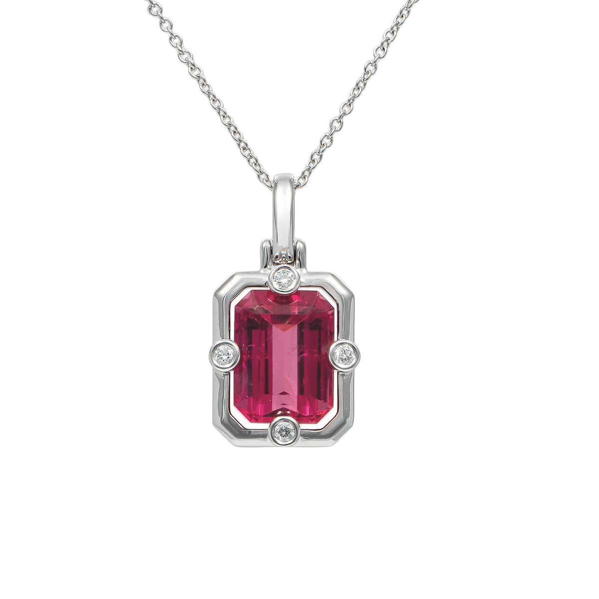 Peter Suchy 3.84 Carat Tourmaline Diamond White Gold Pendant Necklace