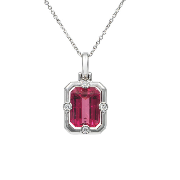 Peter Suchy 3.84 Carat Tourmaline Diamond White Gold Pendant Necklace