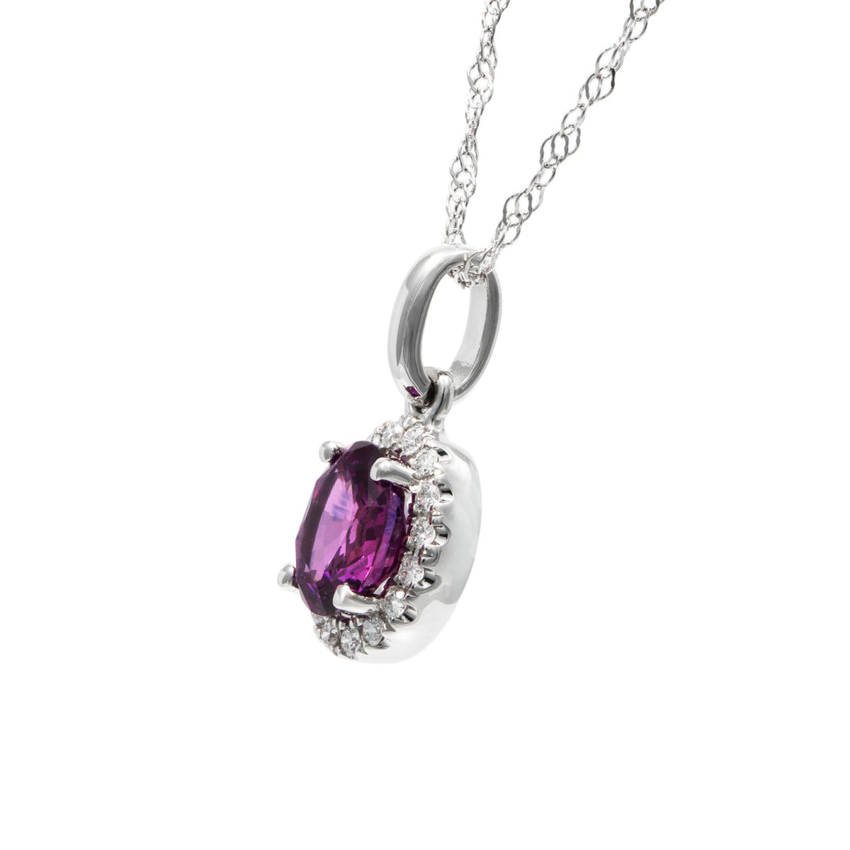 Peter Suchy .75 Carat Pink Sapphire Diamond White Gold Pendant Necklace – image 2