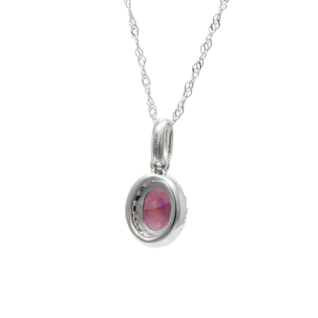 Peter Suchy .75 Carat Pink Sapphire Diamond White Gold Pendant Necklace – image 3