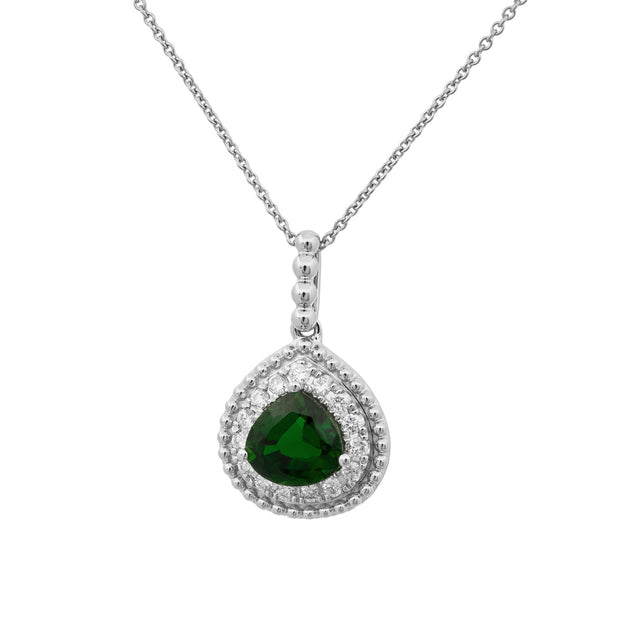 Peter Suchy Vivid.84 Carat Green Chrome Tourmaline Diamond Pendant Necklace