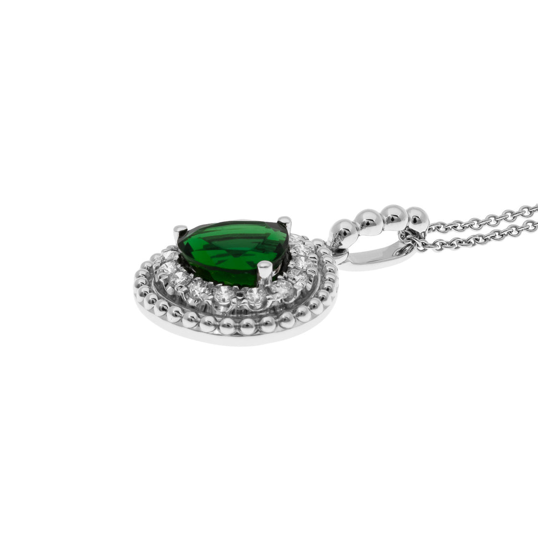 Peter Suchy Vivid.84 Carat Green Chrome Tourmaline Diamond Pendant Necklace – image 3