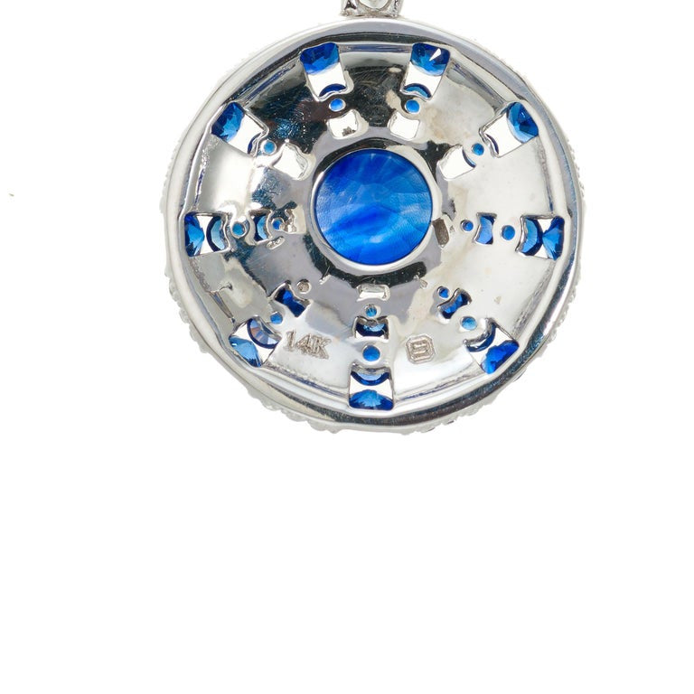 Peter Suchy 1.05 Blue Sapphire Diamond White Gold Pendant Necklace – image 4