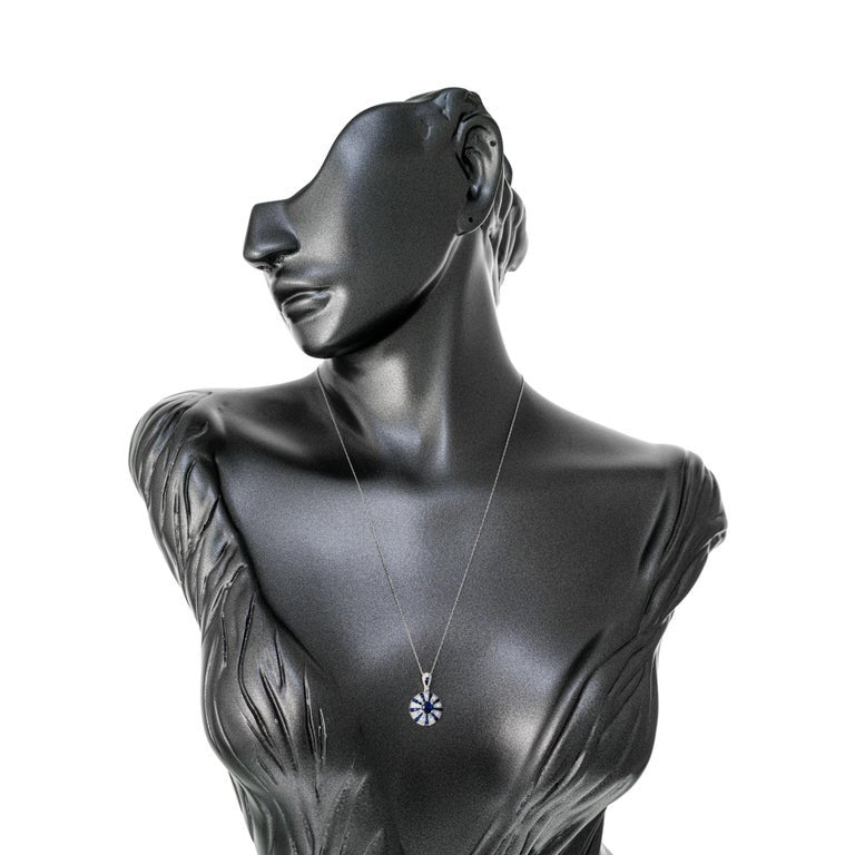 Peter Suchy 1.05 Blue Sapphire Diamond White Gold Pendant Necklace – image 5
