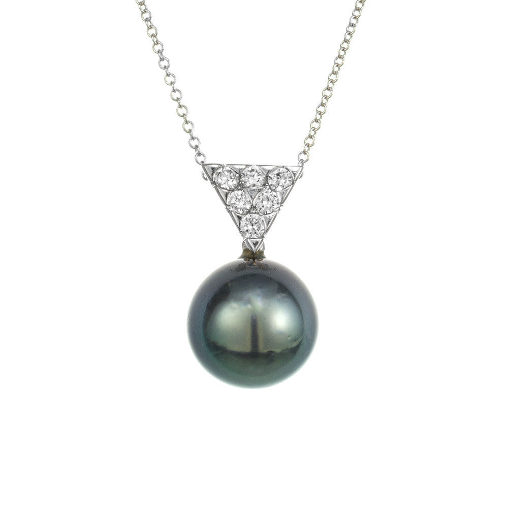 .20 Carat Diamond Pearl White Gold Pendant Necklace