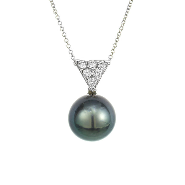.20 Carat Diamond Pearl White Gold Pendant Necklace