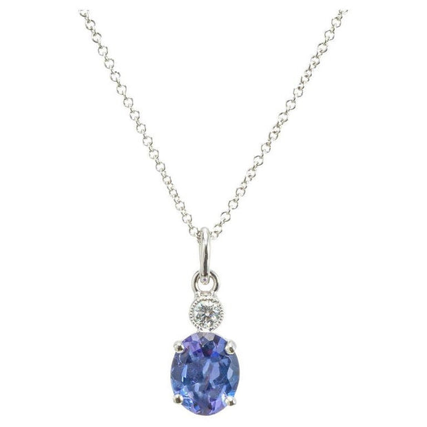 Peter Suchy 1.29 Carat Tanzanite Diamond White Gold Pendant Necklace