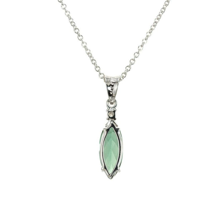 Peter Suchy 1.54 Carat Green Tourmaline Diamond White Gold Pendant Necklace – image 2