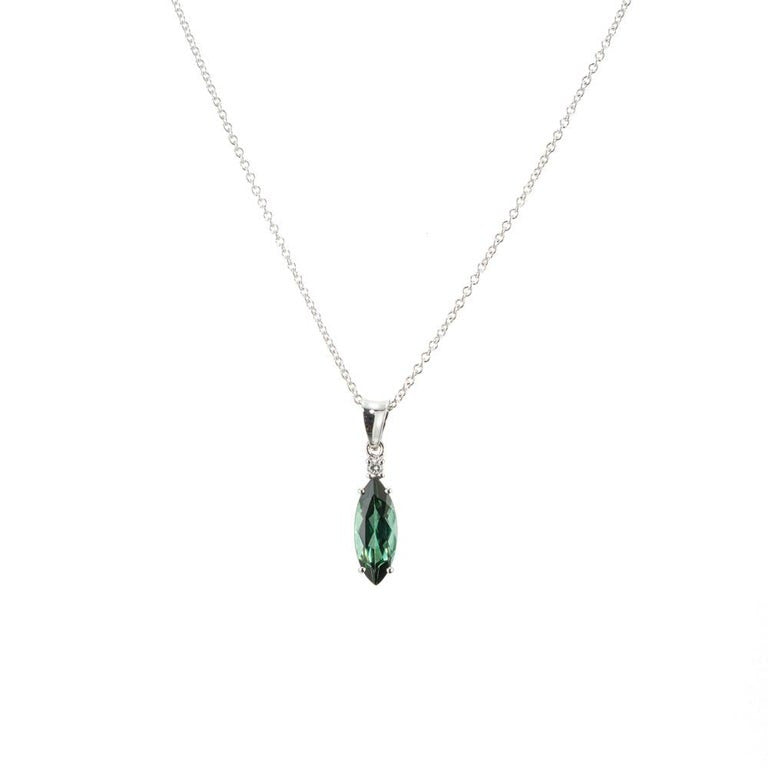 Peter Suchy 1.54 Carat Green Tourmaline Diamond White Gold Pendant Necklace – image 3