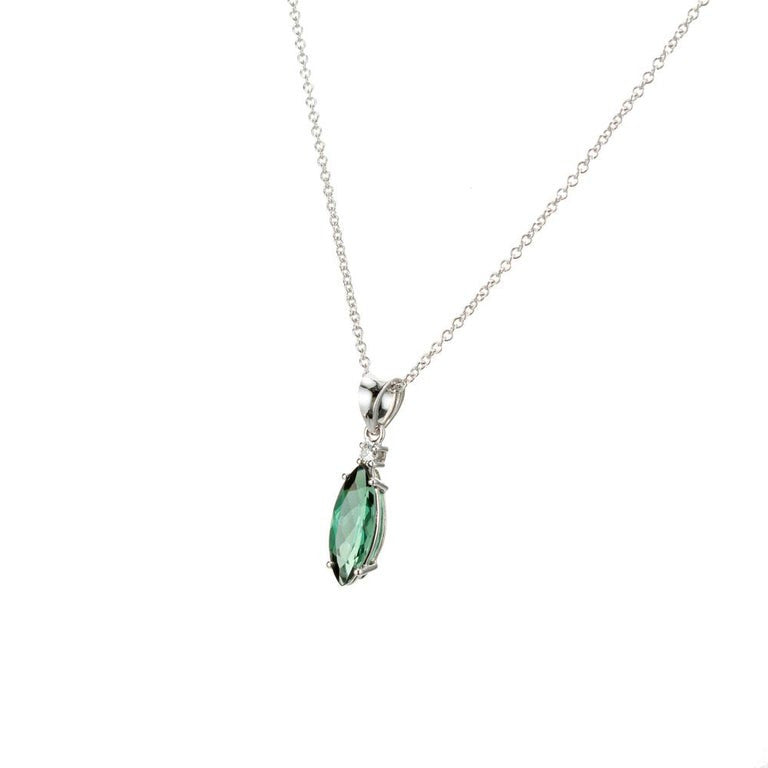 Peter Suchy 1.54 Carat Green Tourmaline Diamond White Gold Pendant Necklace – image 4