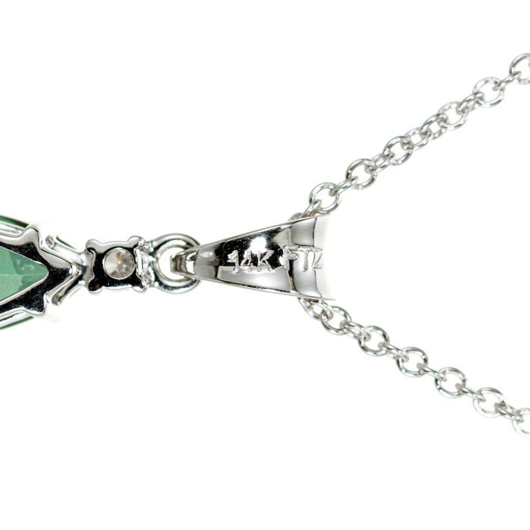 Peter Suchy 1.54 Carat Green Tourmaline Diamond White Gold Pendant Necklace – image 6