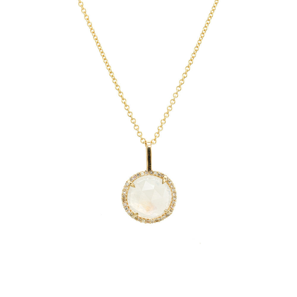 3.00 Carat Moosnstone Diamond Yellow Gold Pendant Necklace – image 2