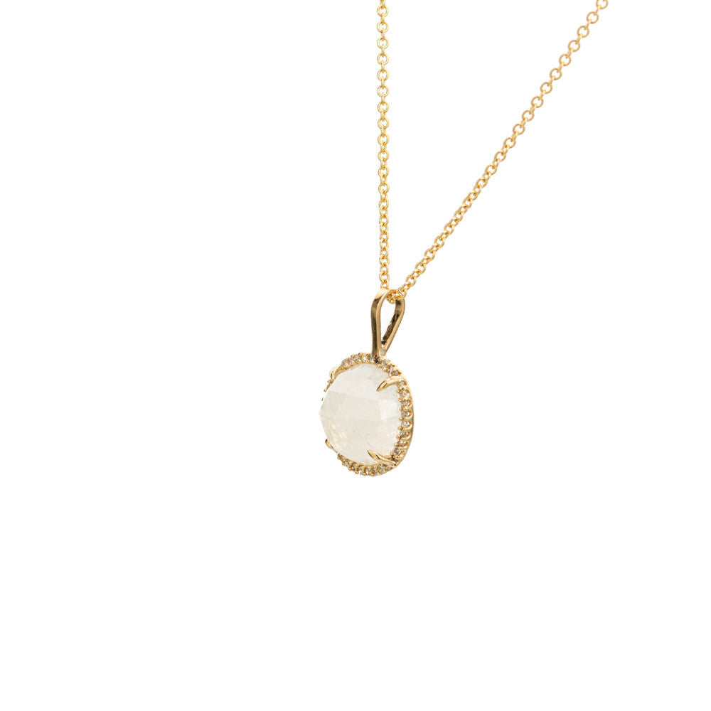 3.00 Carat Moosnstone Diamond Yellow Gold Pendant Necklace – image 3