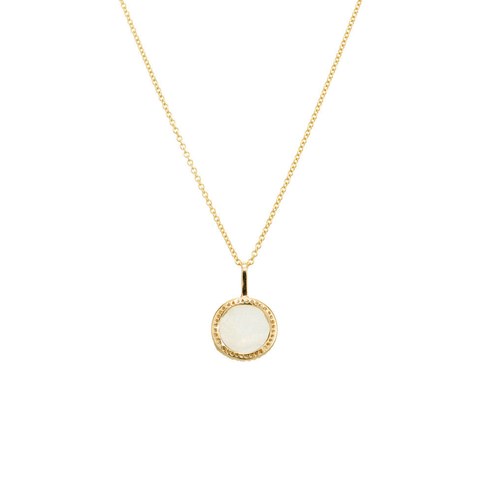 3.00 Carat Moosnstone Diamond Yellow Gold Pendant Necklace – image 4