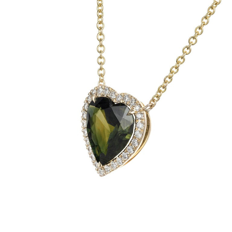 Peter Suchy GIA 4.98 Carat Heart Sapphire Diamond Halo Gold Pendant Necklace – image 2