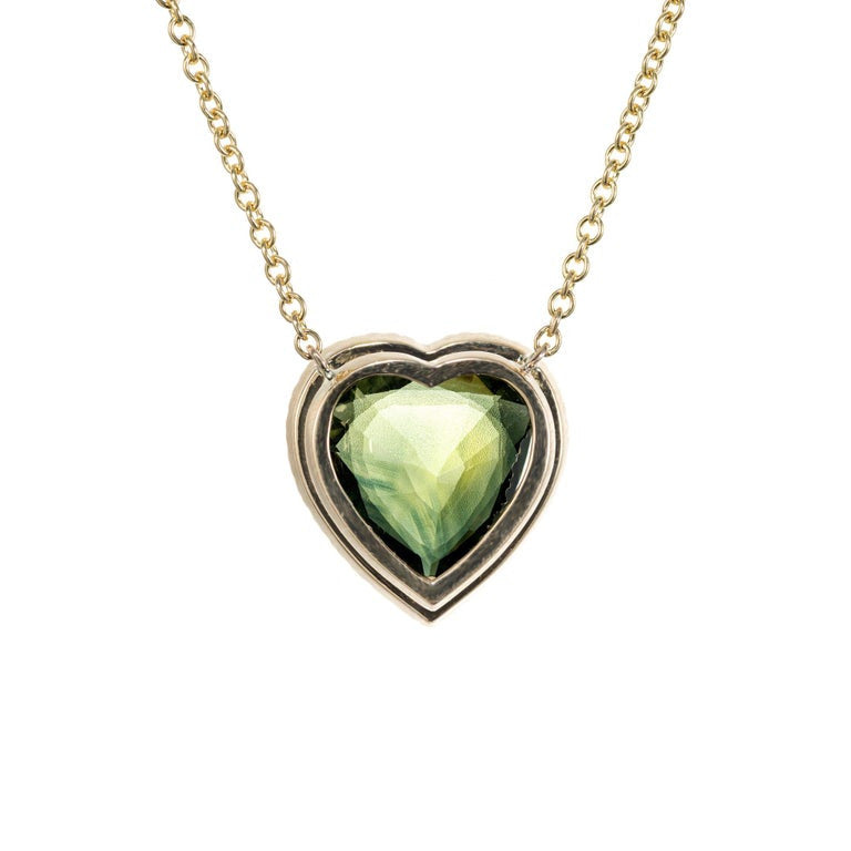 Peter Suchy GIA 4.98 Carat Heart Sapphire Diamond Halo Gold Pendant Necklace – image 3
