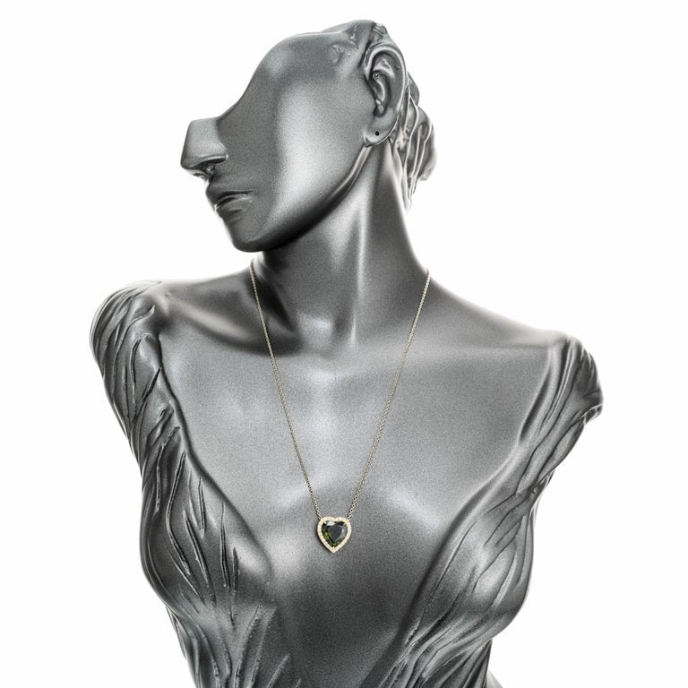 Peter Suchy GIA 4.98 Carat Heart Sapphire Diamond Halo Gold Pendant Necklace – image 6