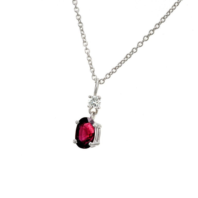 Peter Suchy GIA Certified .76 Ruby Diamond White Gold Pendant Necklace – image 2