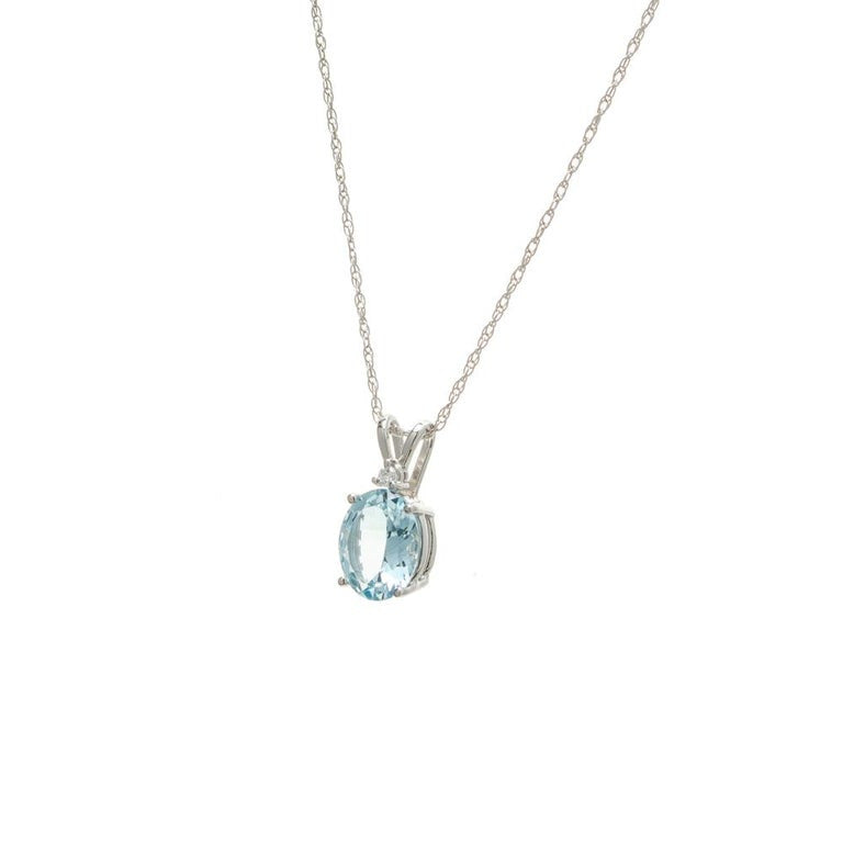 Peter Suchy 2.25 Carat Aquamarine Diamond White Gold Pendant Necklace – image 3