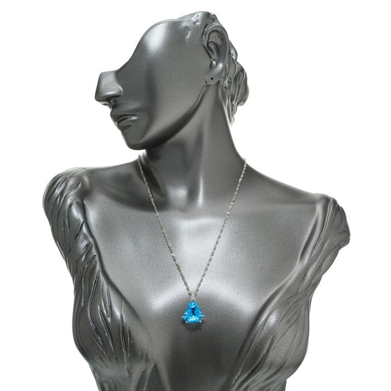 Peter Suchy 16.12 Blue Topaz Diamond White Gold Pendant Necklace – image 7