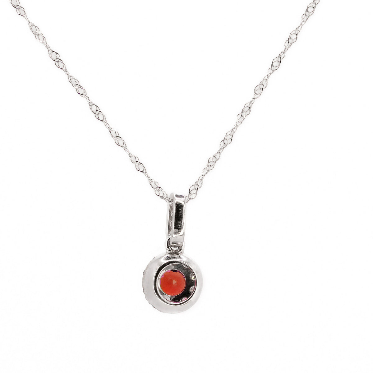 Peter Suchy .31 Carat Ruby Diamond White Gold Halo Pendant Necklace – image 4