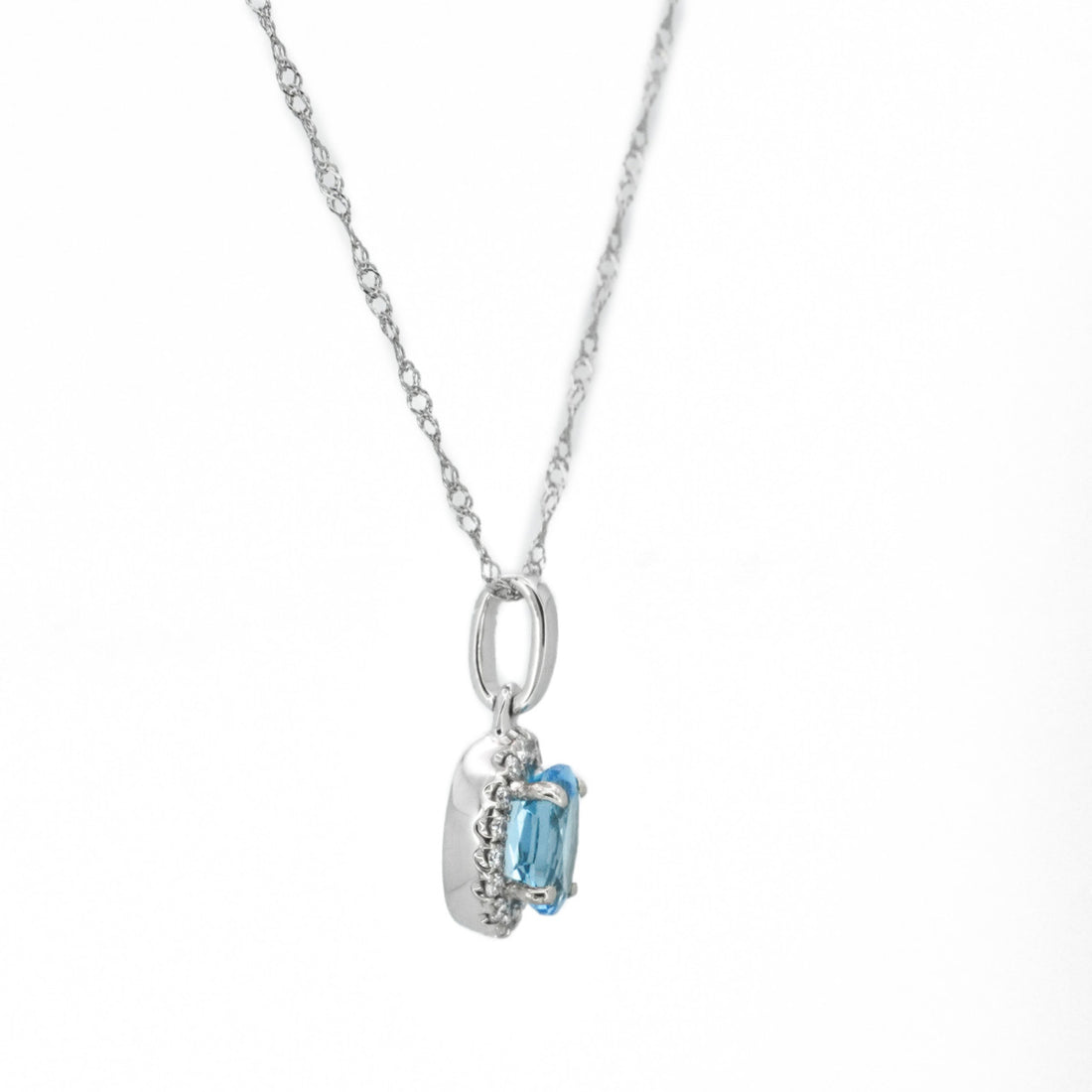 Peter Suchy .58 Carat Blue Topaz Diamond White Gold Pendant Necklace – image 2