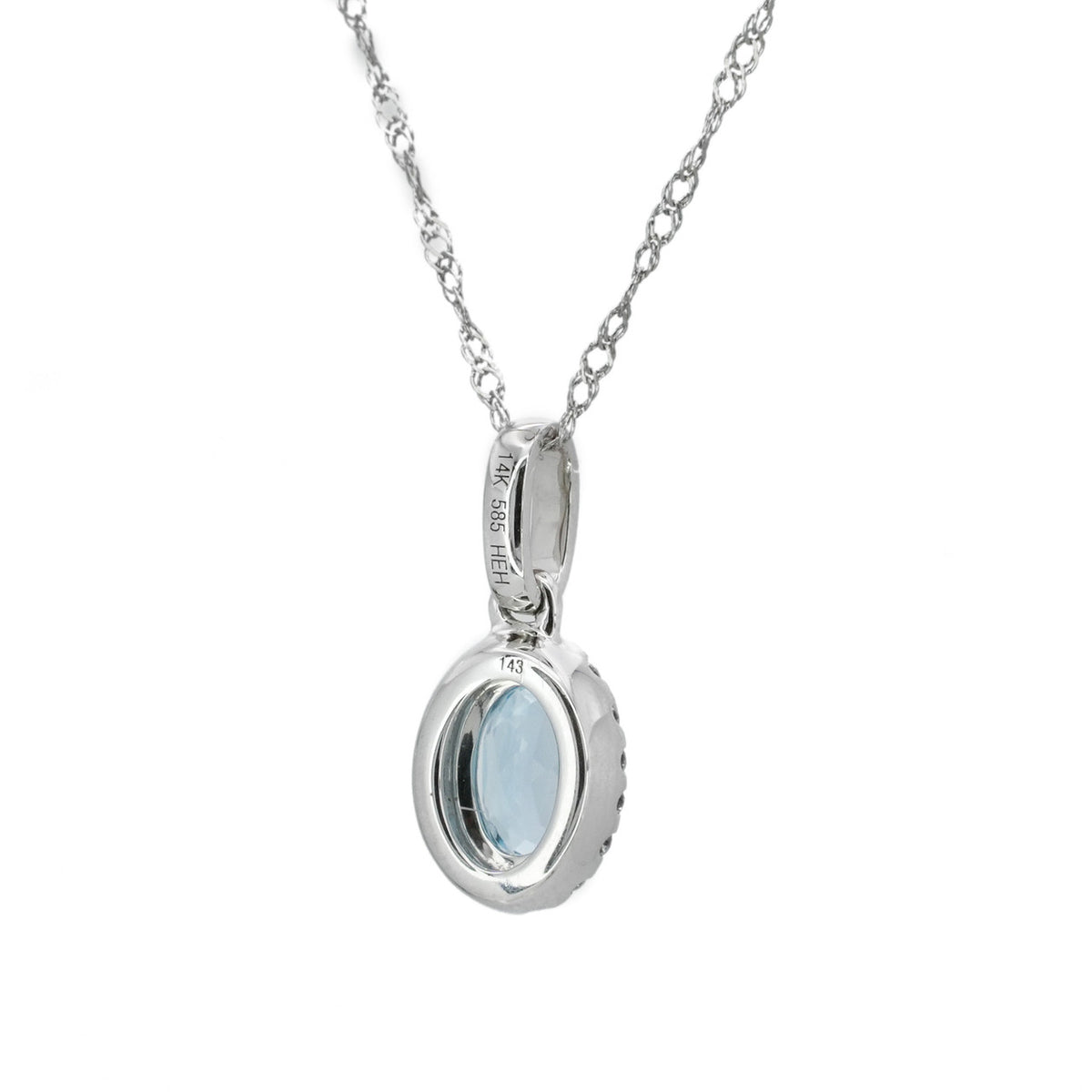 Peter Suchy .58 Carat Blue Topaz Diamond White Gold Pendant Necklace – image 3