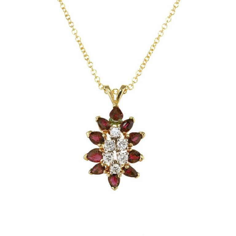 1.00 Carat Ruby Diamond Yellow Gold Pendant Necklace – image 2