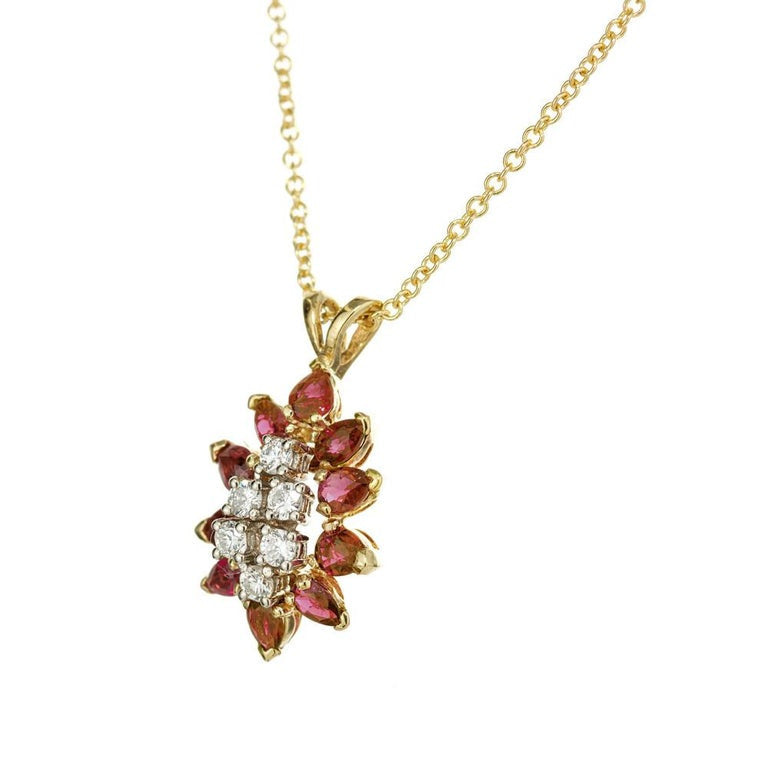 1.00 Carat Ruby Diamond Yellow Gold Pendant Necklace – image 3