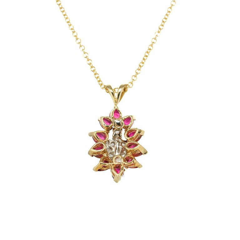 1.00 Carat Ruby Diamond Yellow Gold Pendant Necklace – image 4