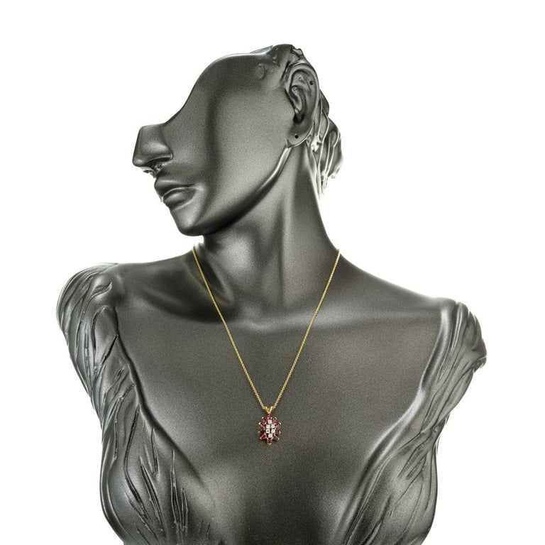 1.00 Carat Ruby Diamond Yellow Gold Pendant Necklace – image 6