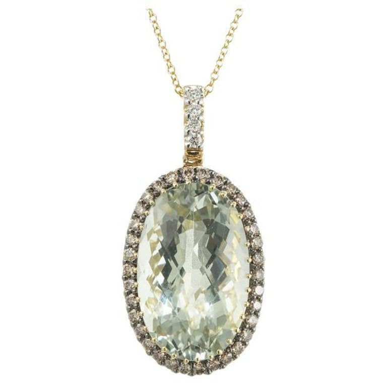 Le Vian 10.6 Carat Prasiolite Brown Diamond Yellow Gold Pendant