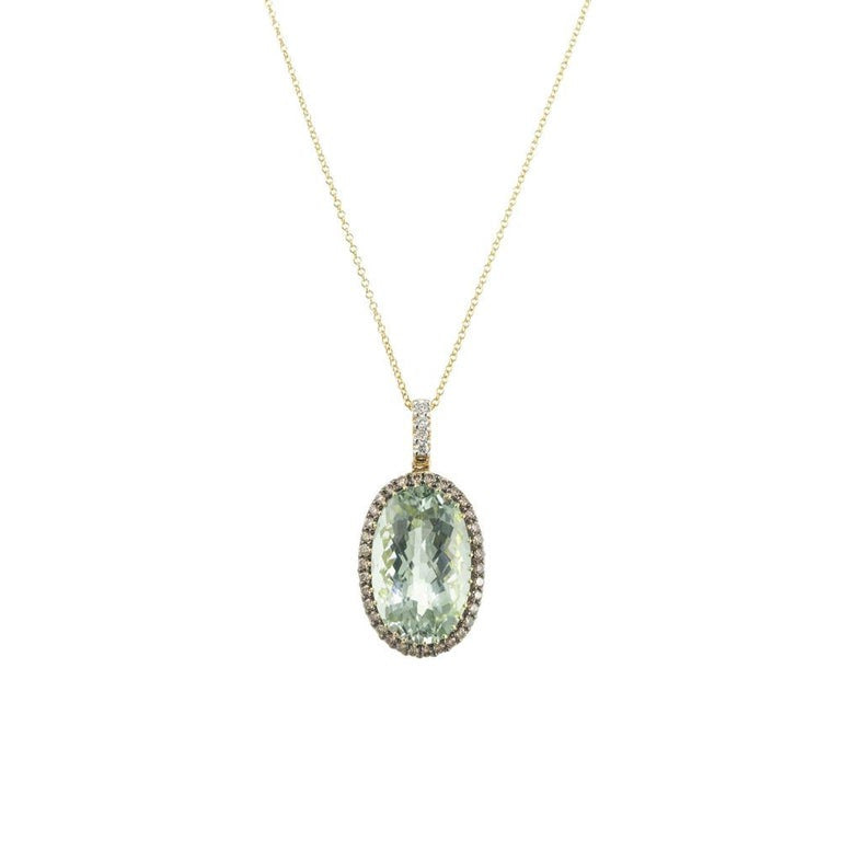 Le Vian 10.6 Carat Prasiolite Brown Diamond Yellow Gold Pendant – image 2