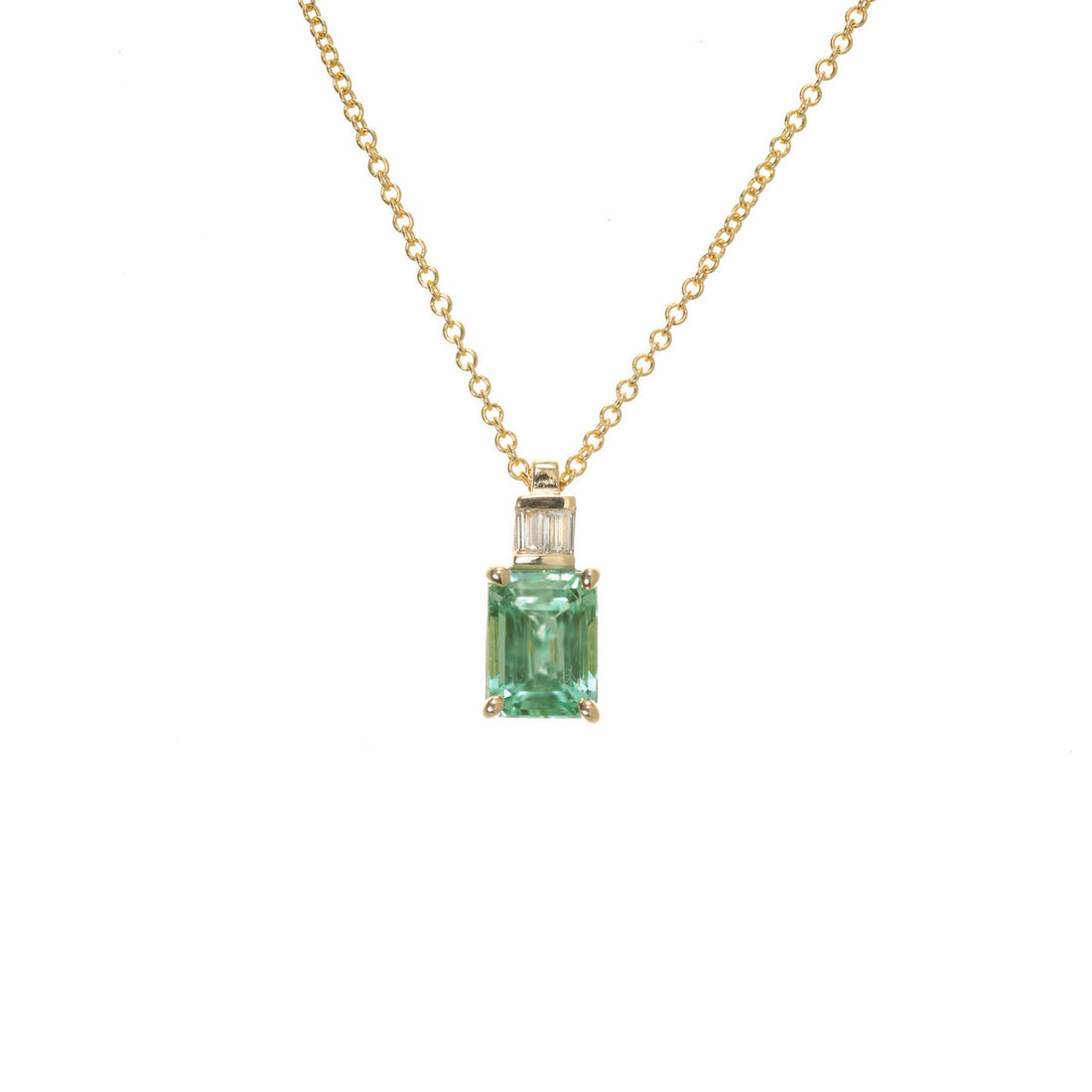 Peter Suchy GIA Certified 1.89 Carat Emerald Diamond Yellow Gold Pendant – image 2