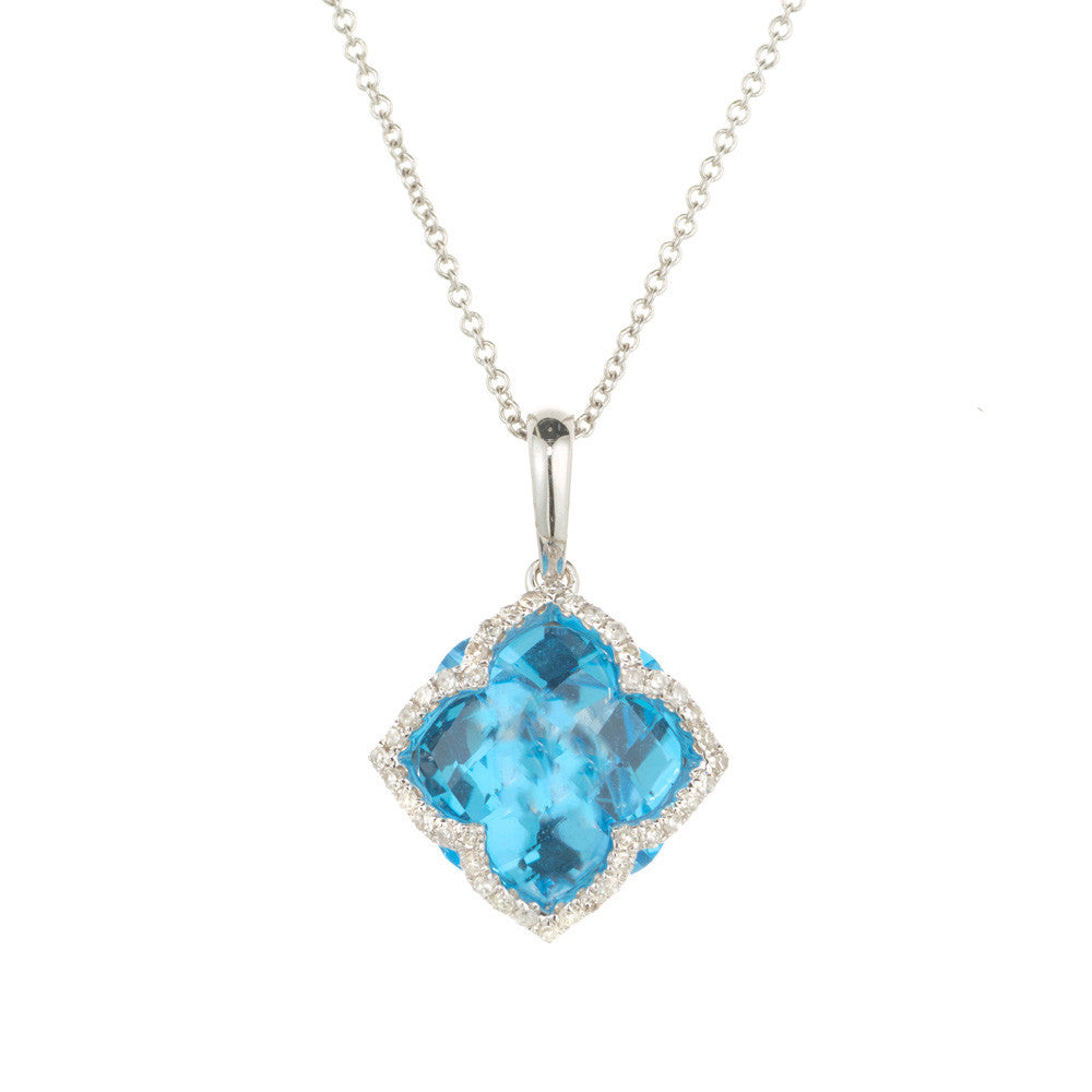 6.00 Carat Topaz Diamond White Gold Pendant Necklace