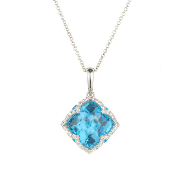6.00 Carat Topaz Diamond White Gold Pendant Necklace