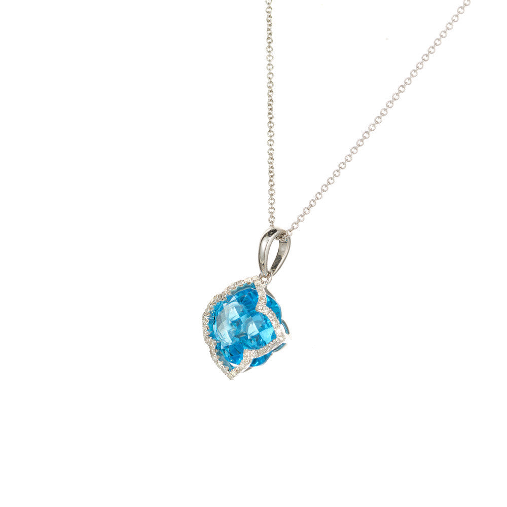 6.00 Carat Topaz Diamond White Gold Pendant Necklace – image 3