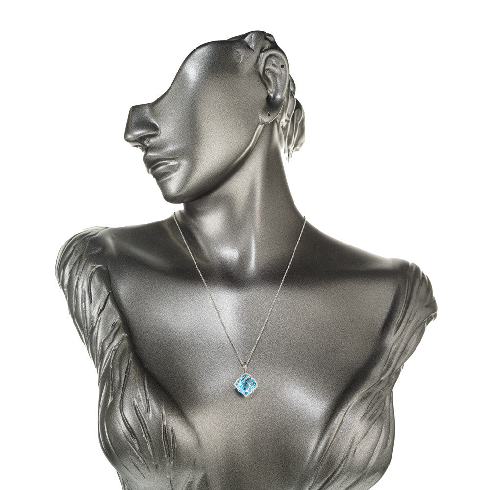 6.00 Carat Topaz Diamond White Gold Pendant Necklace – image 6