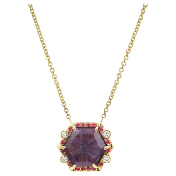 Peter Suchy GIA Certified 11.71 Carat Ruby Diamond Yellow Gold Pendant Necklace