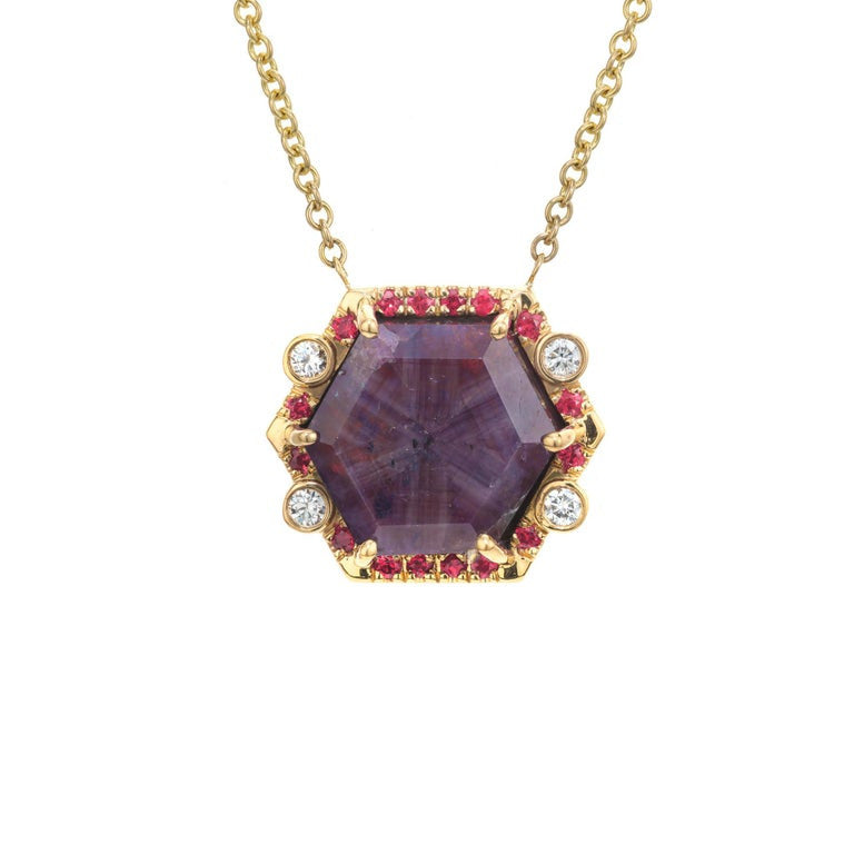 Peter Suchy GIA Certified 11.71 Carat Ruby Diamond Yellow Gold Pendant Necklace – image 2
