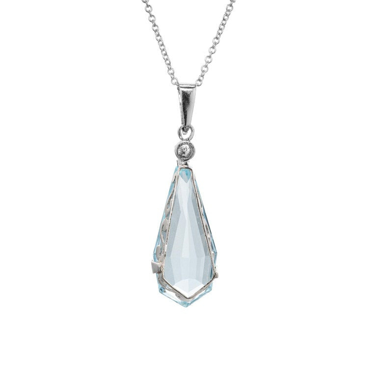 6.75 Carat Kite Shaped Aqua Diamond White Gold Pendant Necklace – image 2
