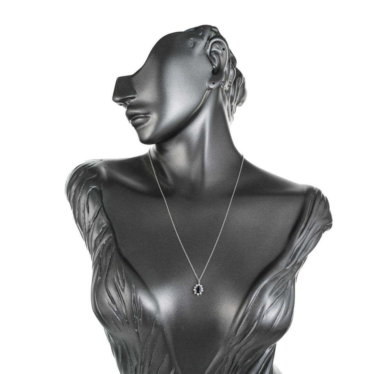 .50 Carat Pear Sapphire Round Diamond Halo 18k White Gold Pendant Necklace – image 6
