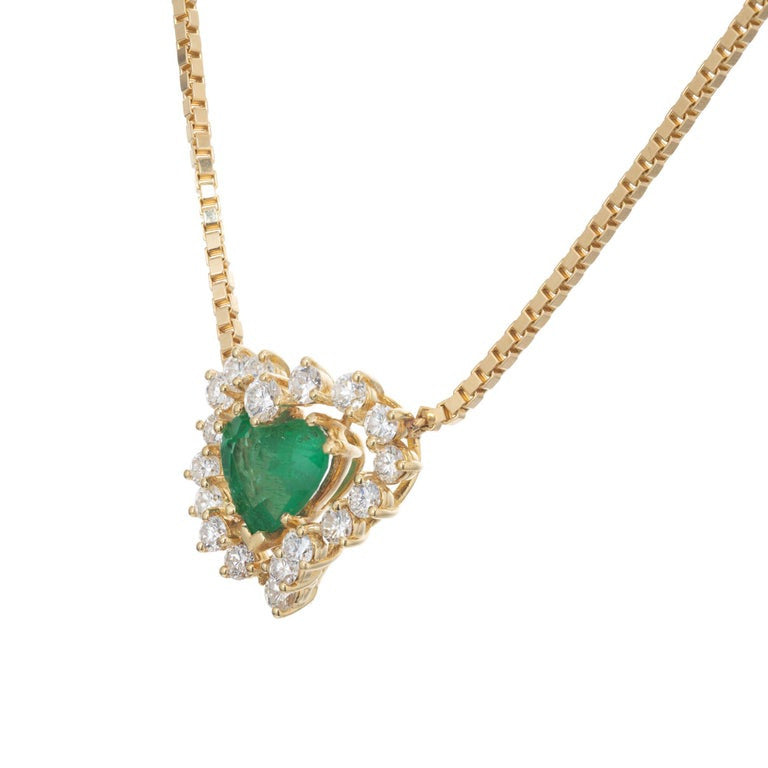 Peter Suchy GIA Certified 1.81 Carat Heart Emerald Diamond Gold Pendant Necklace – image 4