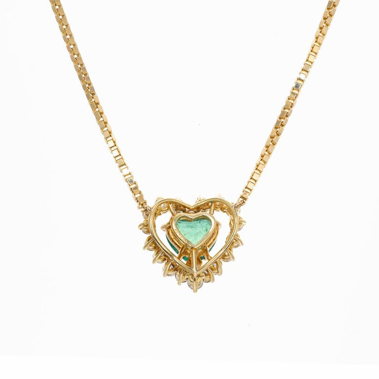 Peter Suchy GIA Certified 1.81 Carat Heart Emerald Diamond Gold Pendant Necklace – image 5