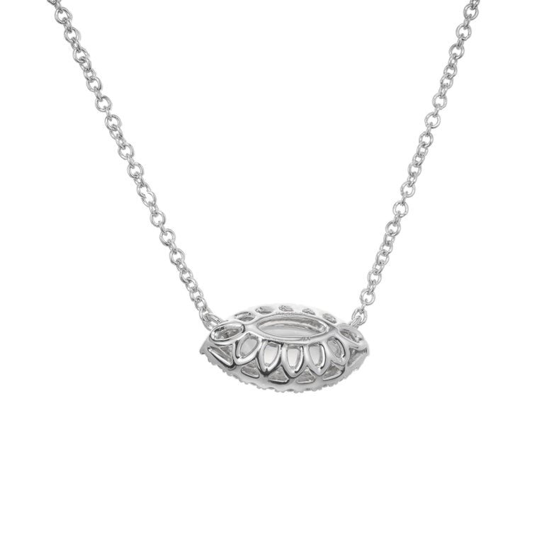 Peter Suchy 1.43 Carat Marquise Moonstone Diamond Halo Pendant Necklace – image 2