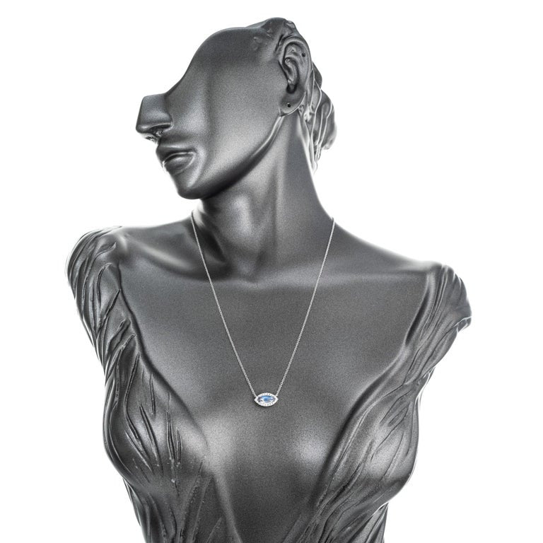 Peter Suchy 1.43 Carat Marquise Moonstone Diamond Halo Pendant Necklace – image 5