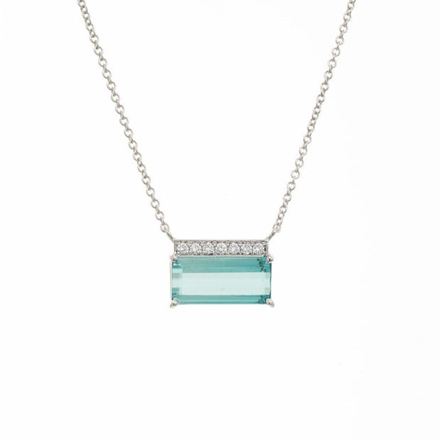 Peter Suchy 3.60 Carat Rectangle Aqua Diamond White Gold Pendant Necklace