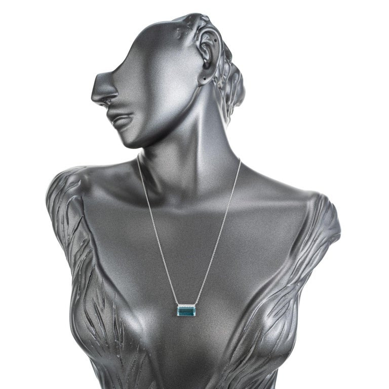 Peter Suchy 3.60 Carat Rectangle Aqua Diamond White Gold Pendant Necklace – image 6