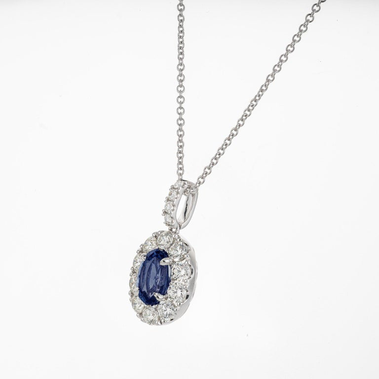 Peter Suchy GIA Certified 3.04 Carat Sapphire Diamond Gold Pendant Necklace – image 3