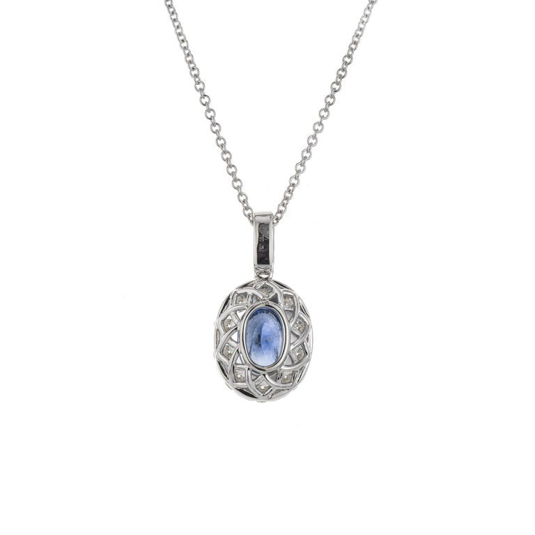 Peter Suchy GIA Certified 3.04 Carat Sapphire Diamond Gold Pendant Necklace – image 4